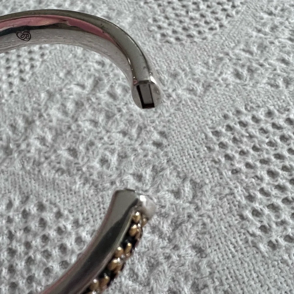Brighton silver with gold flowers & rhinestones bangle bracelet - Picture 8 of 9